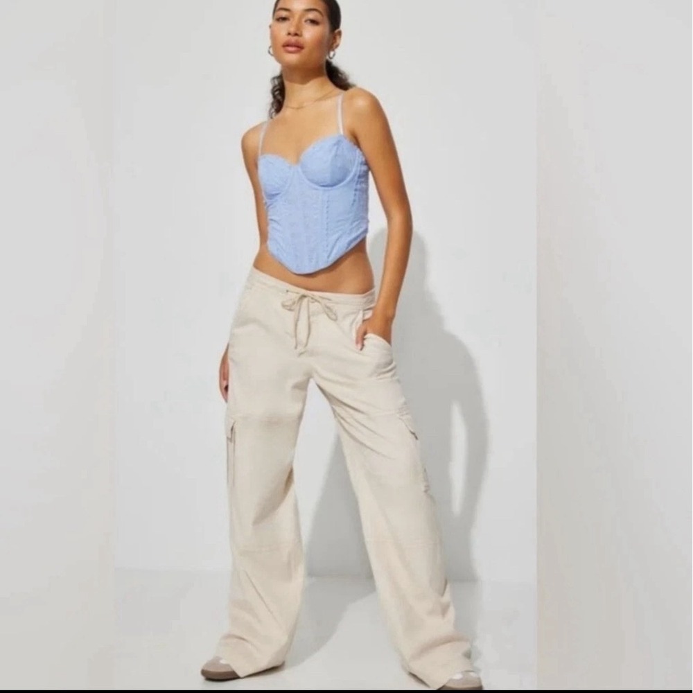 Garage Lucy Fluid Relaxed Fit Mid-rise Cargo Pants Y2K Casual Neutral Junior's 9